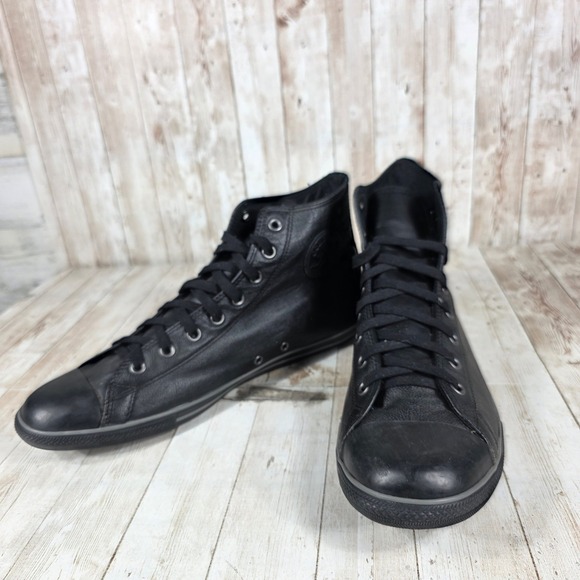 Converse Chuck Taylor All Star Leather High Top Sneakers Mens 12 Black - Picture 5 of 8